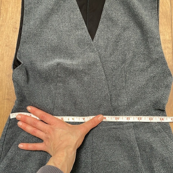 Oak & Fort herringbone tweed jumpsuit XS gray sleeveless wide leg pant suit - Picture 12 of 16